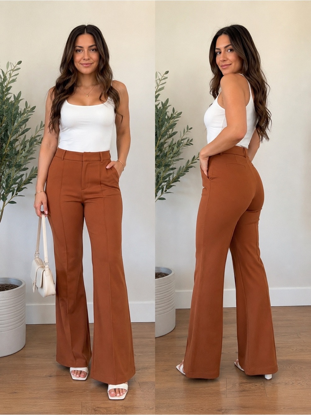New York & Company Wide Leg Brown Pants